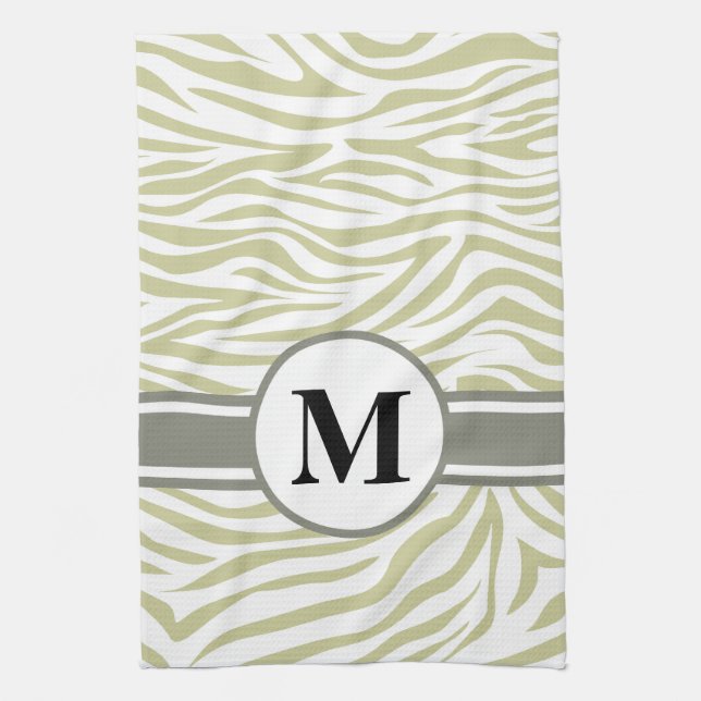 Serengeti Safari Zebra with monogram Tea Towel (Vertical)