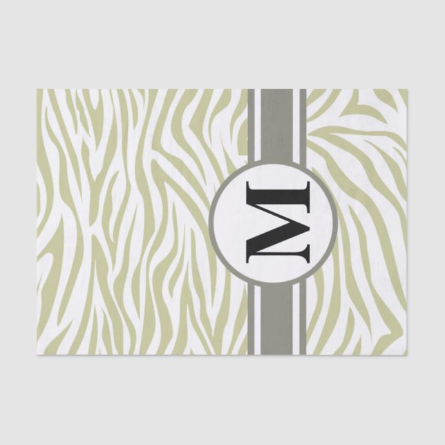 Serengeti Safari Zebra with monogram Tissue Paper (Front)