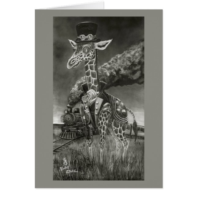 "Serengeti Steampunk" Giraffe Card (Front)