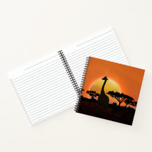 Serengeti Sunset Giraffe   African Safari Wildlife Notebook