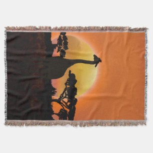 Serengeti Sunset Giraffe   Cozy Safari Wildlife Throw Blanket