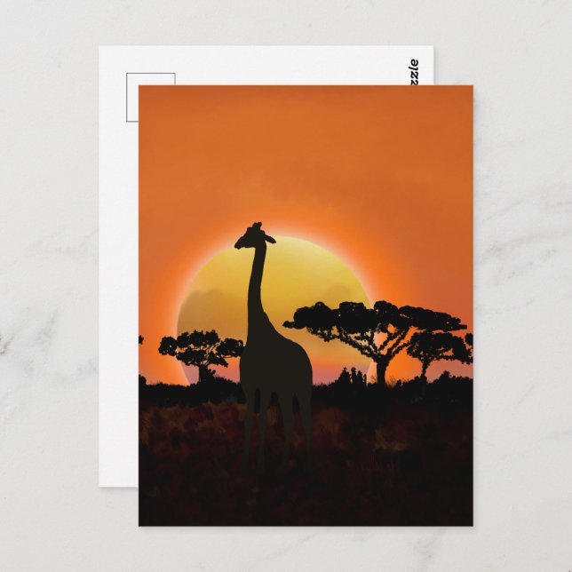 Serengeti Sunset Giraffe | Safari Wildlife Postcard (Front/Back)