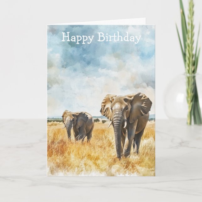 Serengetti Elephants Card (Front)