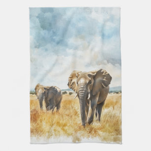 Serengetti Elephants Tea Towel