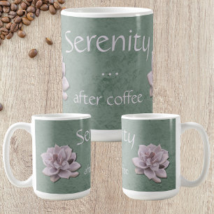 Serenity After Coffee Echeveria Cottagecore Coffee Mug