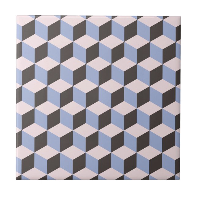 Serenity and Rose Quartz 3D Cube Pattern Tile (Front)