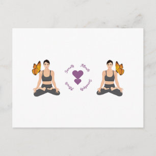 Serenity Attracts Serendipity Yoga Butterfly Love Postcard