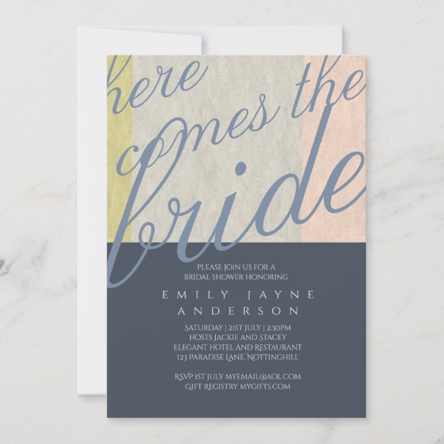 Serenity Bites Typography Bridal Shower Modern Invitation (Front)
