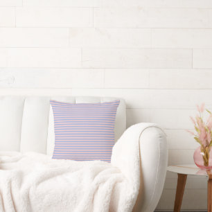 Serenity Blue and Rose Quartz Vintage Thin Stripes Cushion