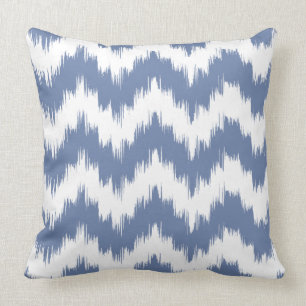 SERENITY BLUE Ikat Chevron Pillow