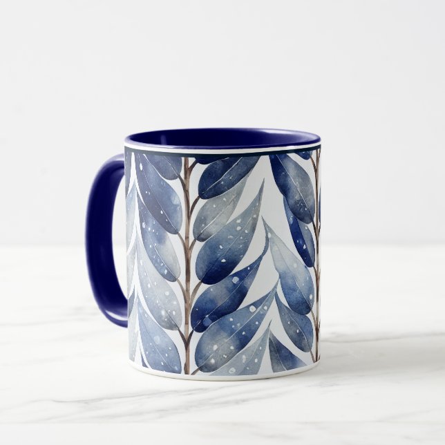 Serenity Blue Leaf Mug (Front Left)