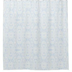 Serenity Blue Shabby Chic Floral Damask Pattern Shower Curtain