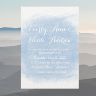 Serenity Blue Watercolor Wedding Invitation