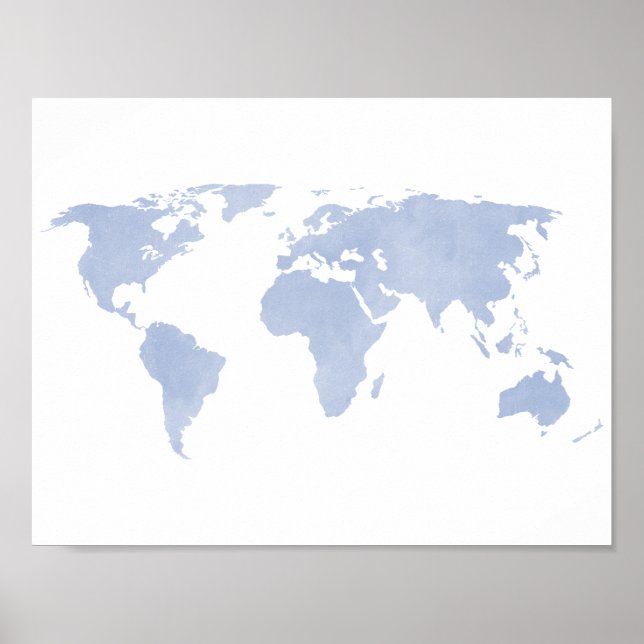 Serenity Blue World Map Poster (Front)
