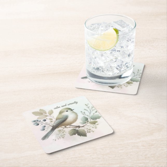 Serenity Breeze Cushion Square Paper Coaster (Insitu)