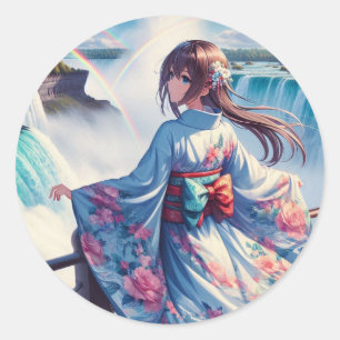 Serenity by the Falls Classic Round Sticker