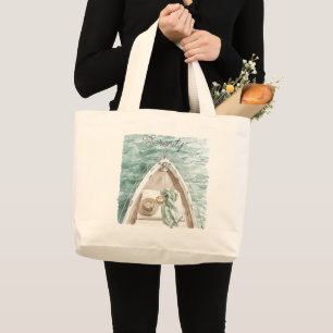 Serenity Calm Ocean Boat Large Tote Bag
