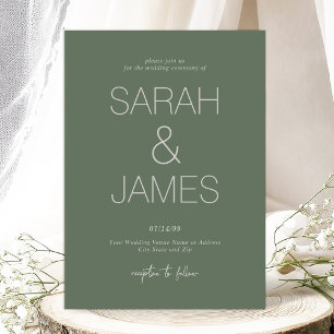 Serenity   Clean Typography in Pine Green Wedding Invitation