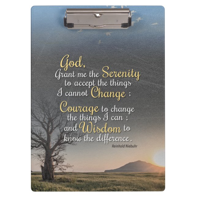 Serenity, Courage and Wisdom Clipboard (Front)