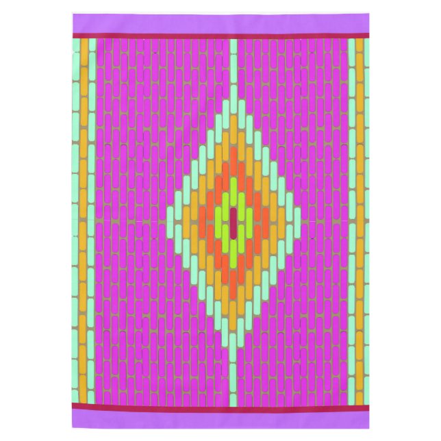 Serenity Diamond mosaic tile beads neon tablecloth (Front)