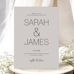 Serenity   Dusty Linen Minimal Typography Wedding Invitation