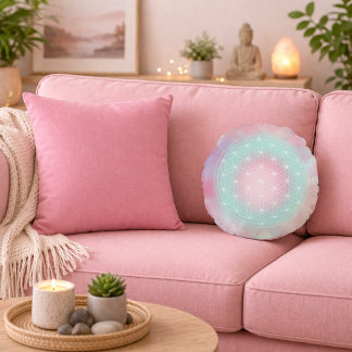 serenity flower of life round cushion