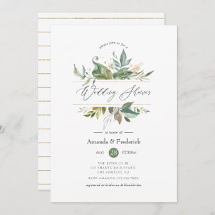 Serenity Greenery Geometric Wedding Shower Invitation