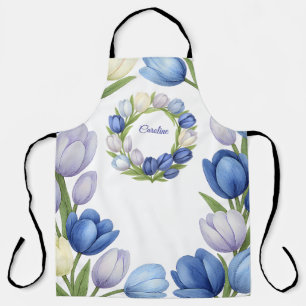 Serenity in Bloom Pastel Tulip Floral Home Decor Apron
