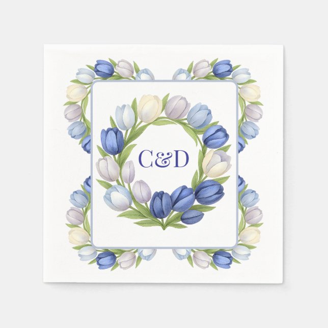 Serenity in Bloom Pastel Tulip Floral Home Decor Napkin (Front)