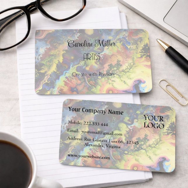 Serenity in Blue Abstract Flowing Forms  Business Card (Creator Uploaded)