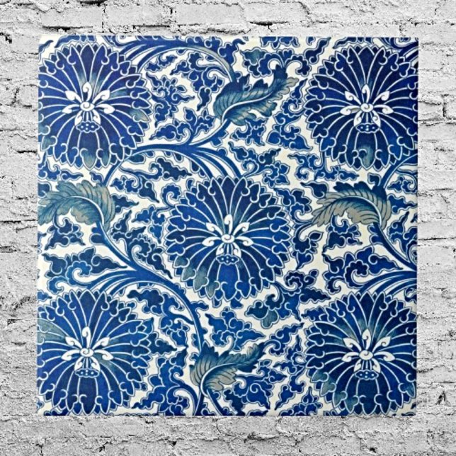 Serenity in Blue: Chinese Floral Tile Art (Creator Uploaded)