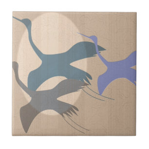Serenity in Flight: Whooping Cranes Ceramic Tile