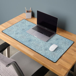 Serenity in Ice Blue Florals Desk Mat