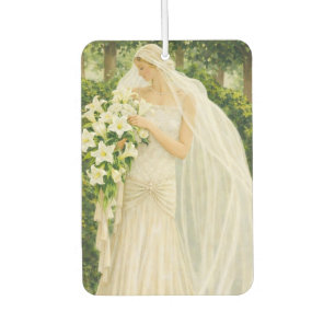 Serenity in Ivory: A Bride in a Garden Reverie Car Air Freshener