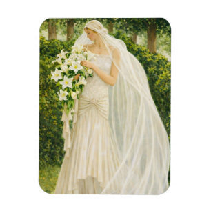 Serenity in Ivory: A Bride in a Garden Reverie Magnet