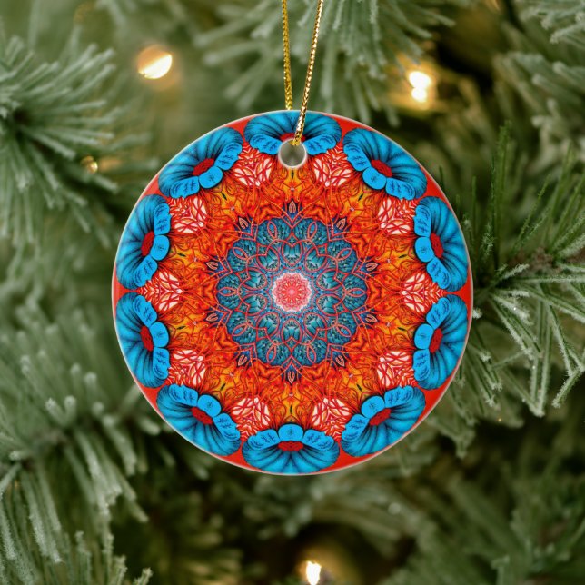 Serenity in Motion: Radiant Mandala Ceramic Ornament (Tree)