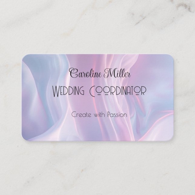 Serenity in Pink Abstract Wedding Coordinator Business Card (Front)