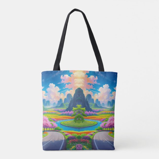 "Serenity in Spring – Fantasy Road Tote Bag" Bag (Back)