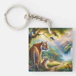 Serenity in the Enchanted Forest Painting Key Ring