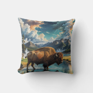 Serenity in the Wild - Buffalo Cushion