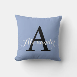 Serenity Light Blue Baby Boy Solid Colour Monogram Cushion
