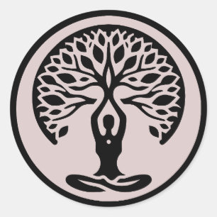 Serenity light Purple Minimalist Yoga Tree of Life Classic Round Sticker