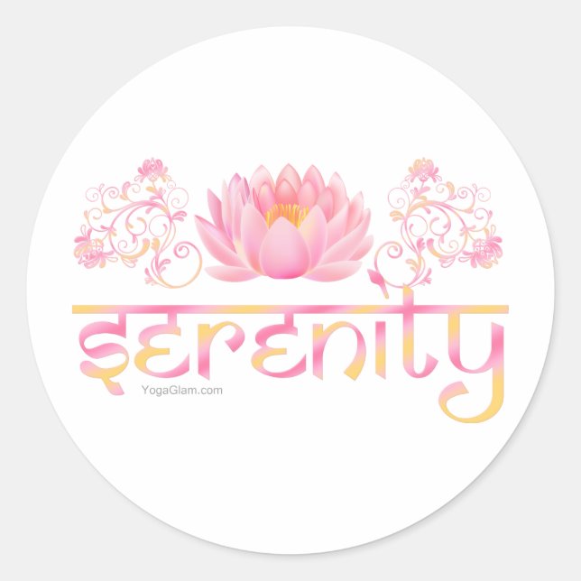 Serenity lotus classic round sticker (Front)