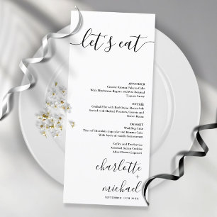 SERENITY Modern Minimalist Let's Eat Wedding Menu