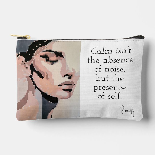 Serenity Modern Neutral Pixel Art Portrait Accessory Pouch (Front)