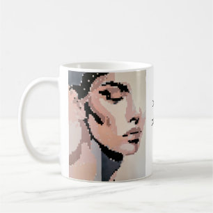 Serenity Modern Neutral Pixel Art Portrait Coffee Mug