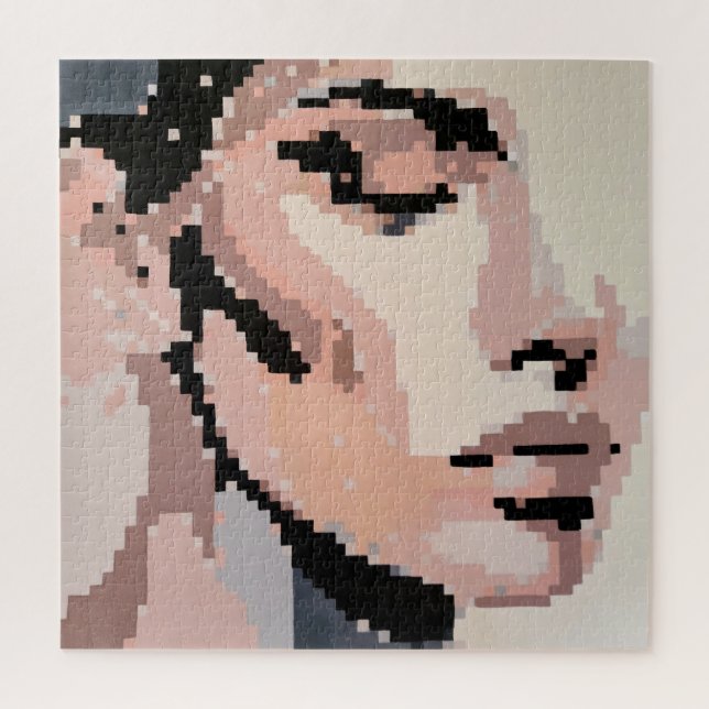 Serenity Modern Neutral Pixel Art Portrait Jigsaw Puzzle (Vertical)