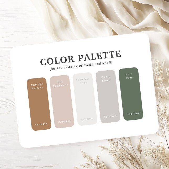 Serenity Neutral Minimalist Wedding Colour Palette Enclosure Card (The Serenity Wedding Suite Vintage Pottery Color Palette - Mix and match for the perfect wedding.)