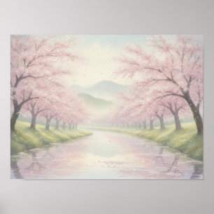 Serenity of the Cherry Blossom Garden Poster