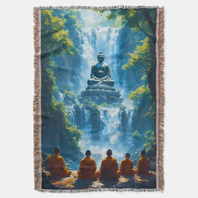 Serenity of the Five Monks Throw Blanket (Front Vertical)